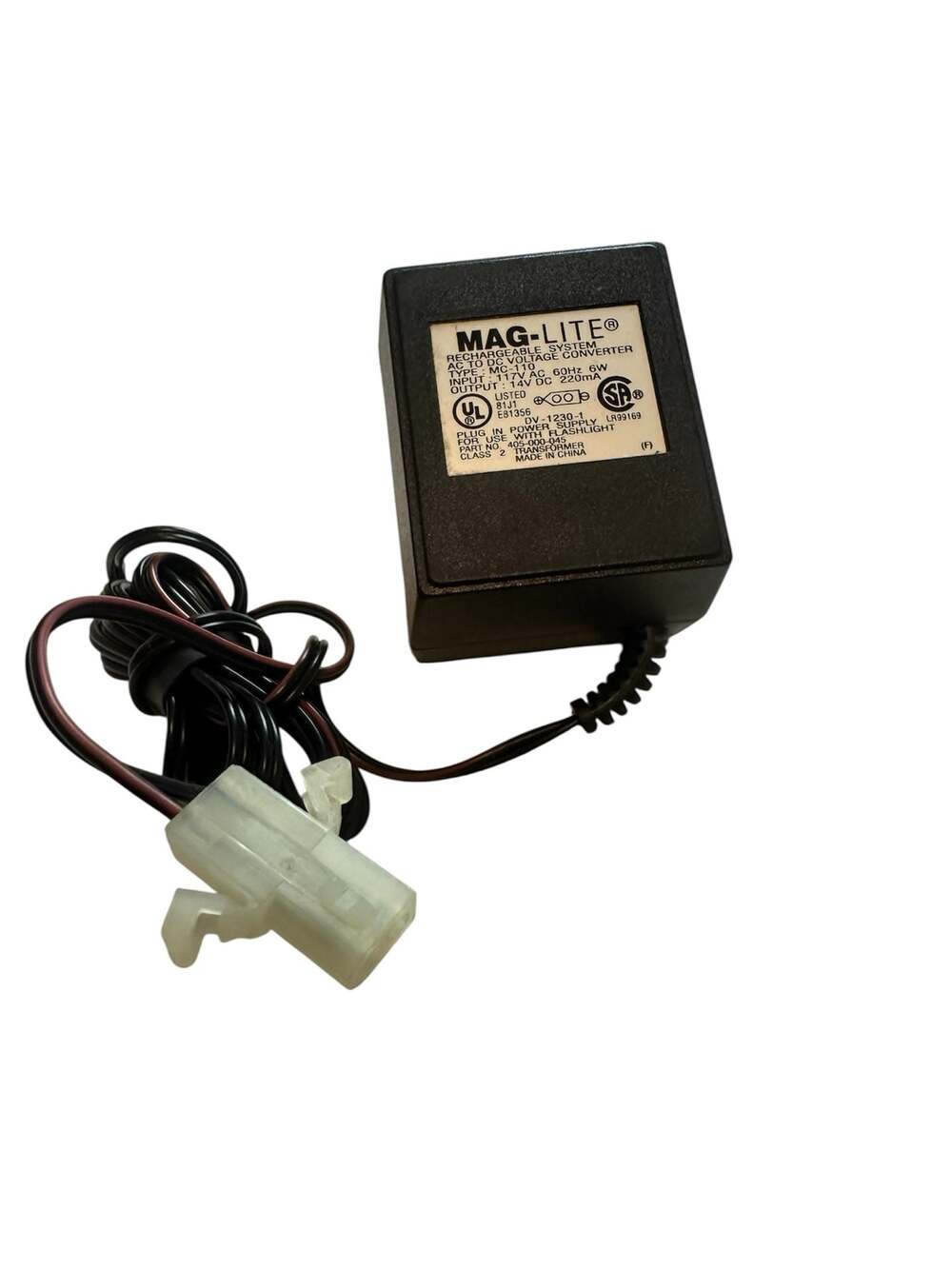 Mag-Lite Rechargeable System AC to DC Voltage Converter Type MC-110